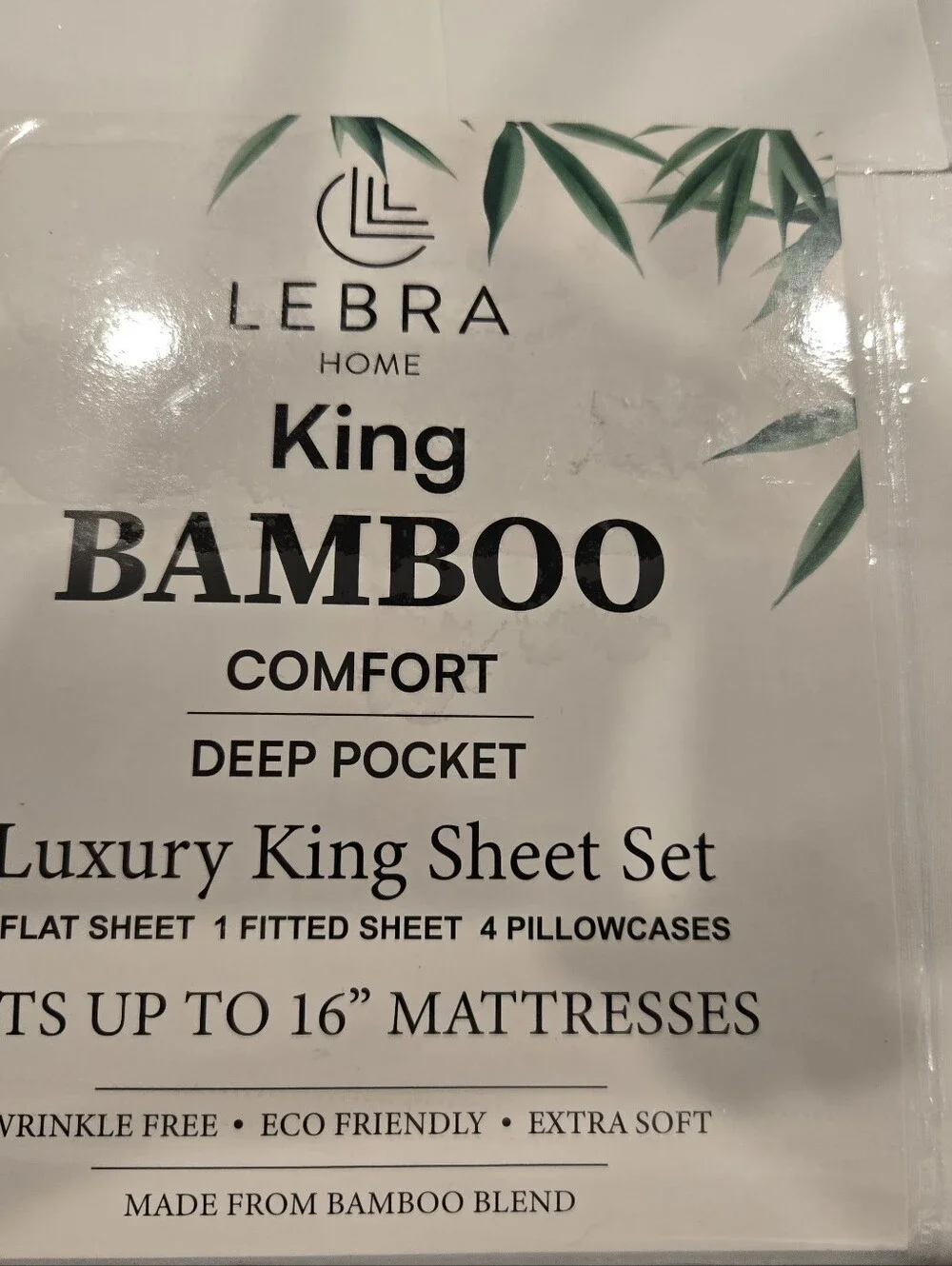 Lebra Home King Bamboo Sheet Set - White Brand New